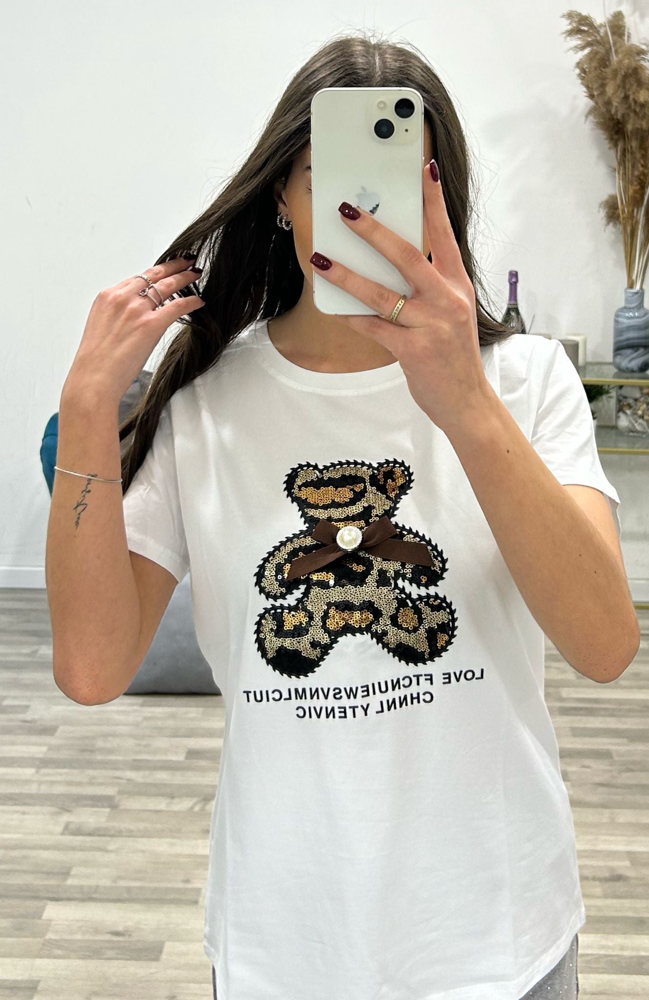 t-shirt orsacchiotto paillettes