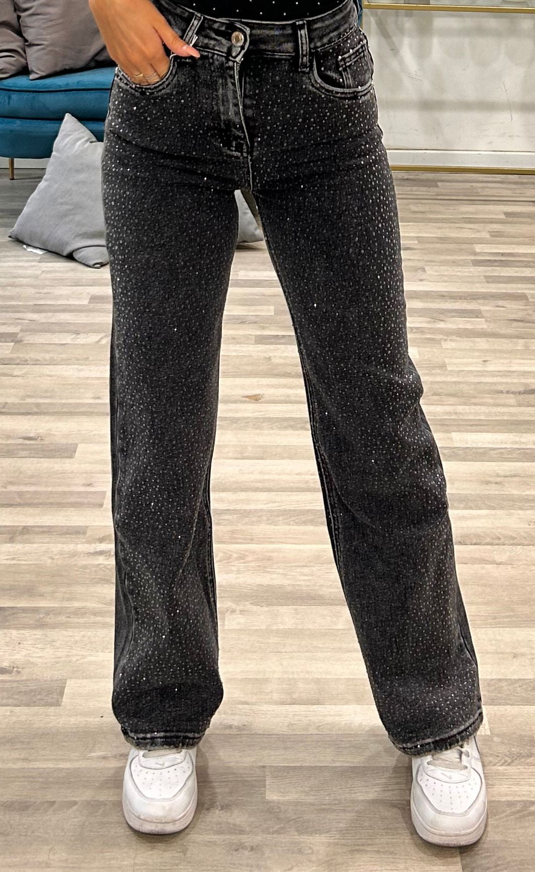 jeans black con brillantini