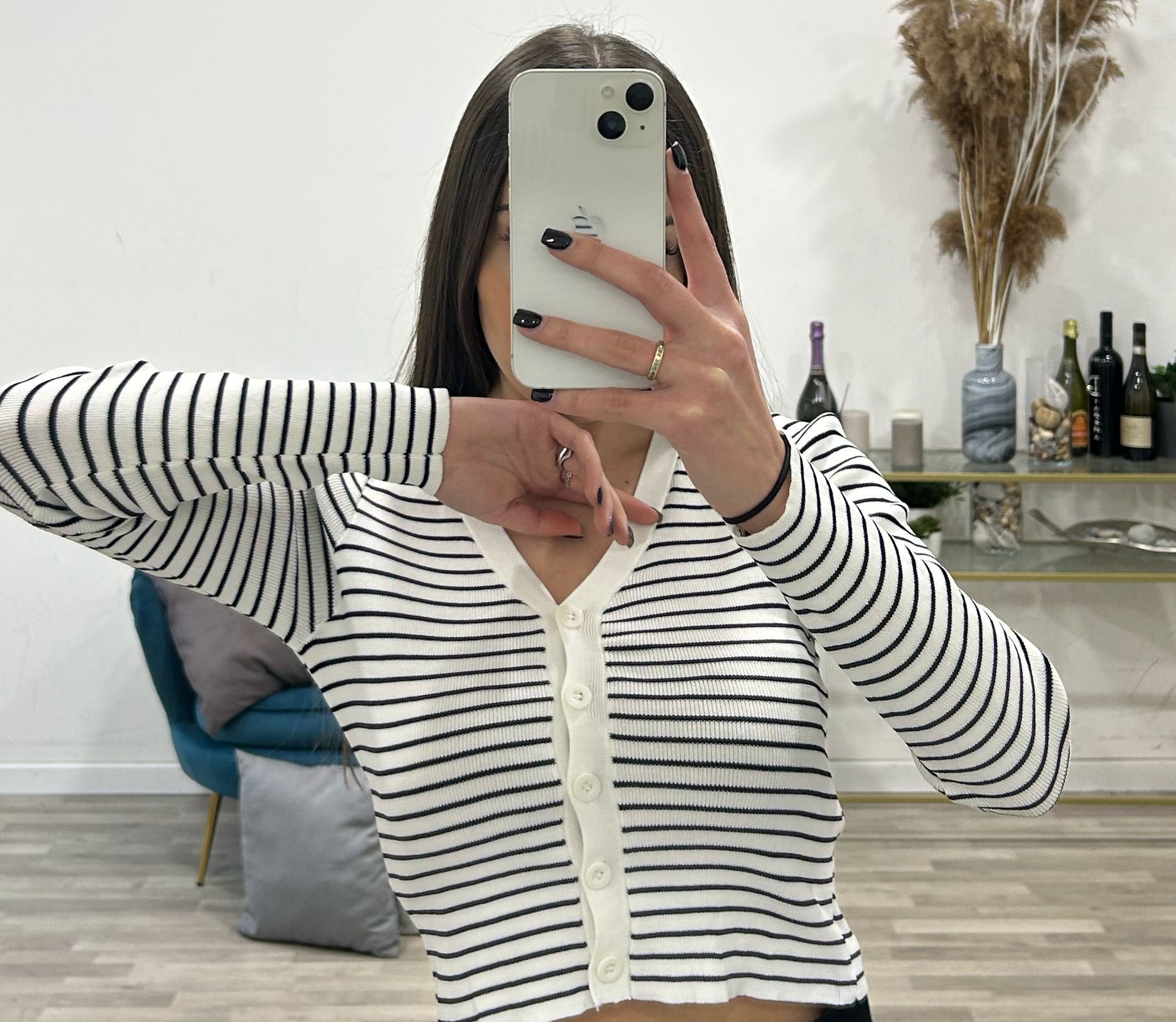 cardigan corto rigato