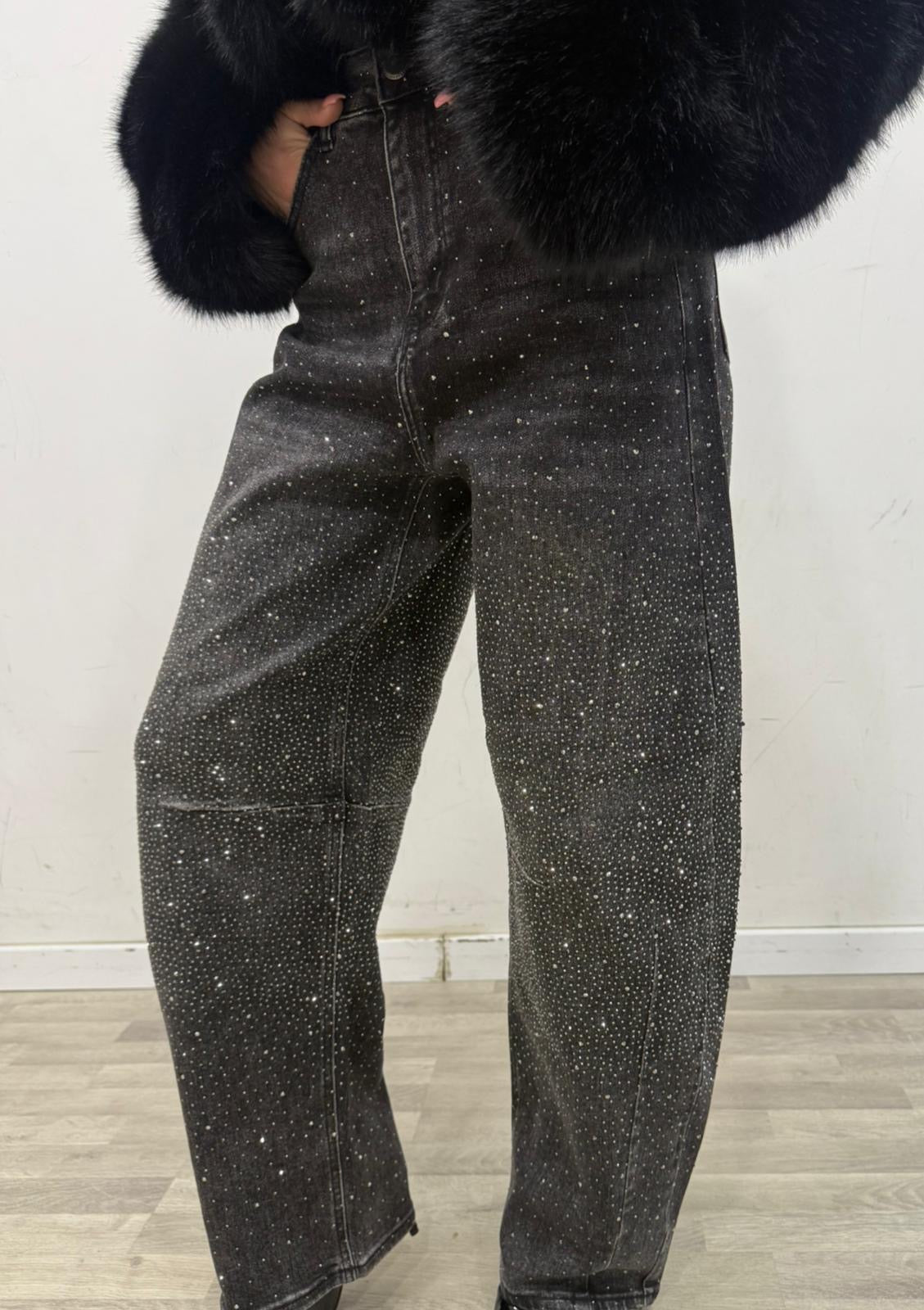jeans balloon con brillantini
