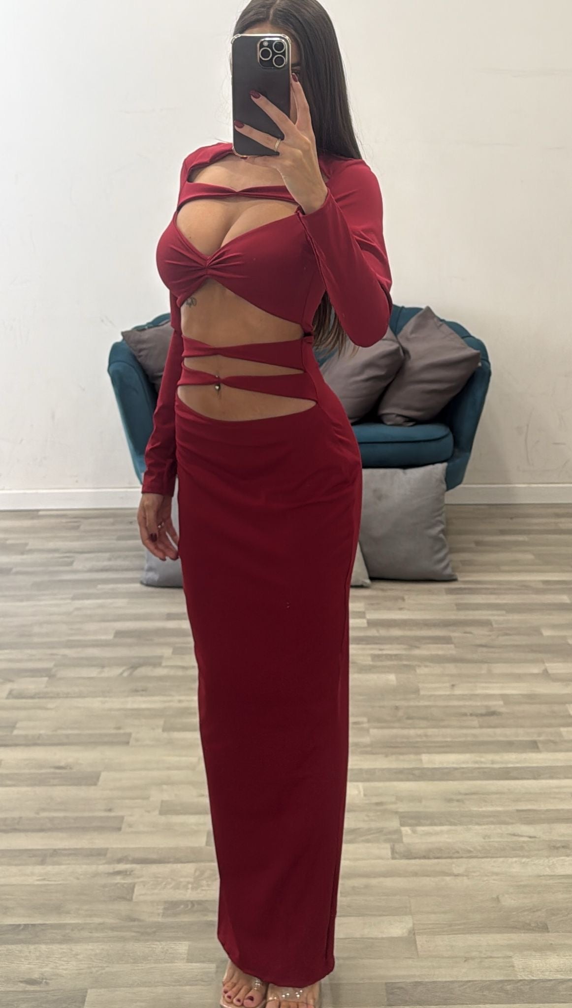 vestito open manica lunga