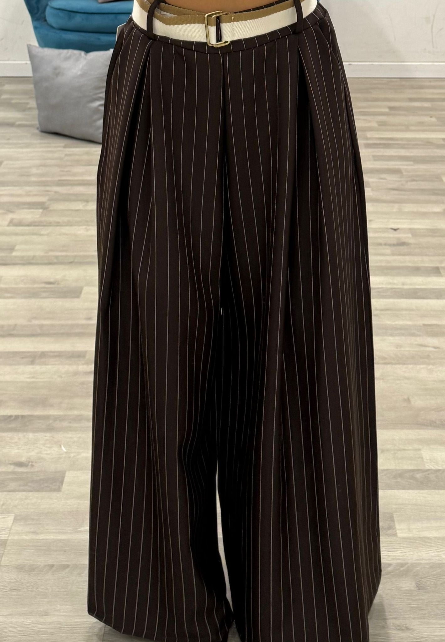 pantalone palazzo gessato
