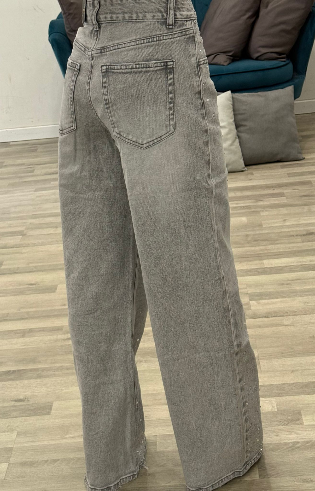 jeans grey con brillantini
