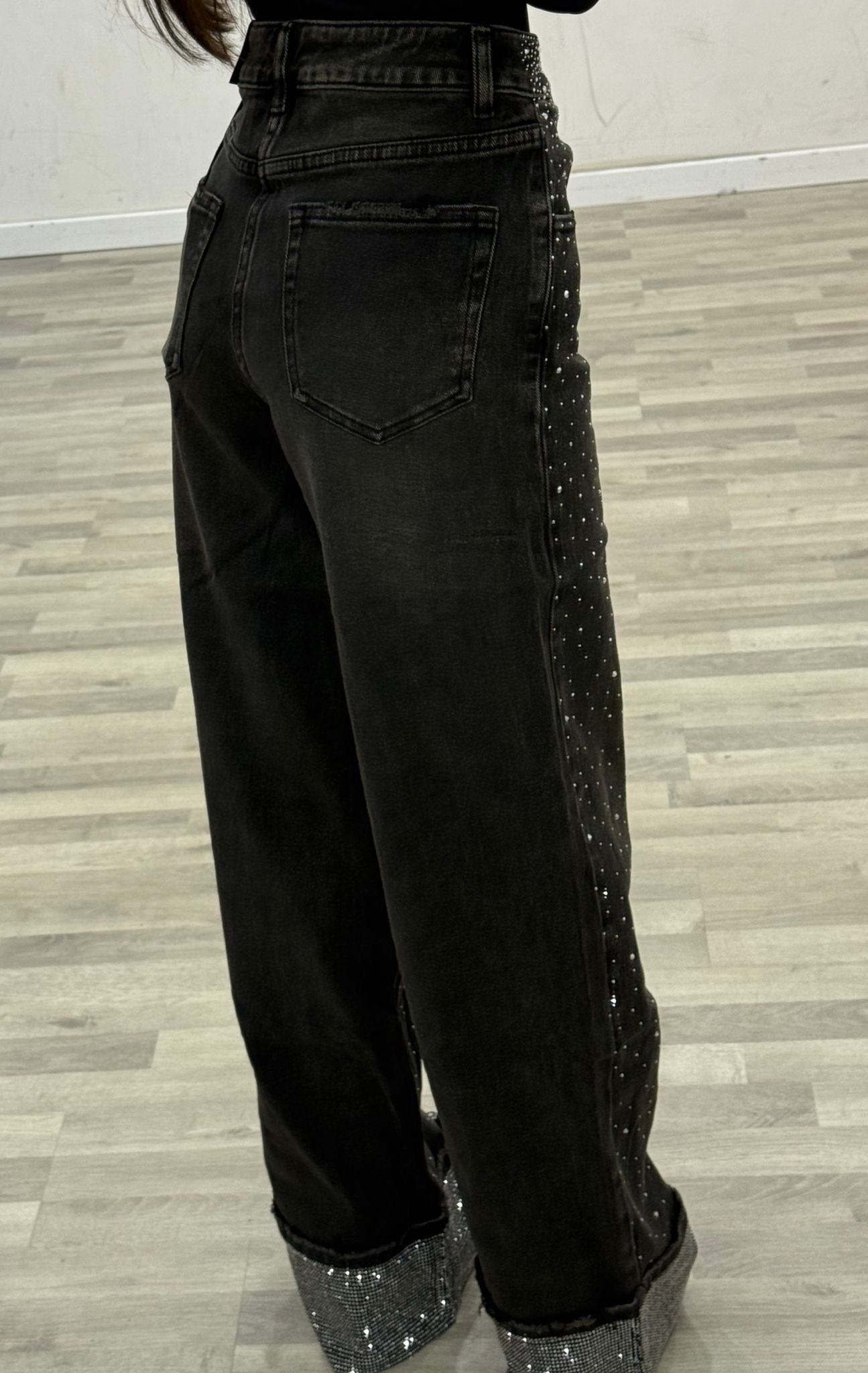 jeans con risvolto sabbiato