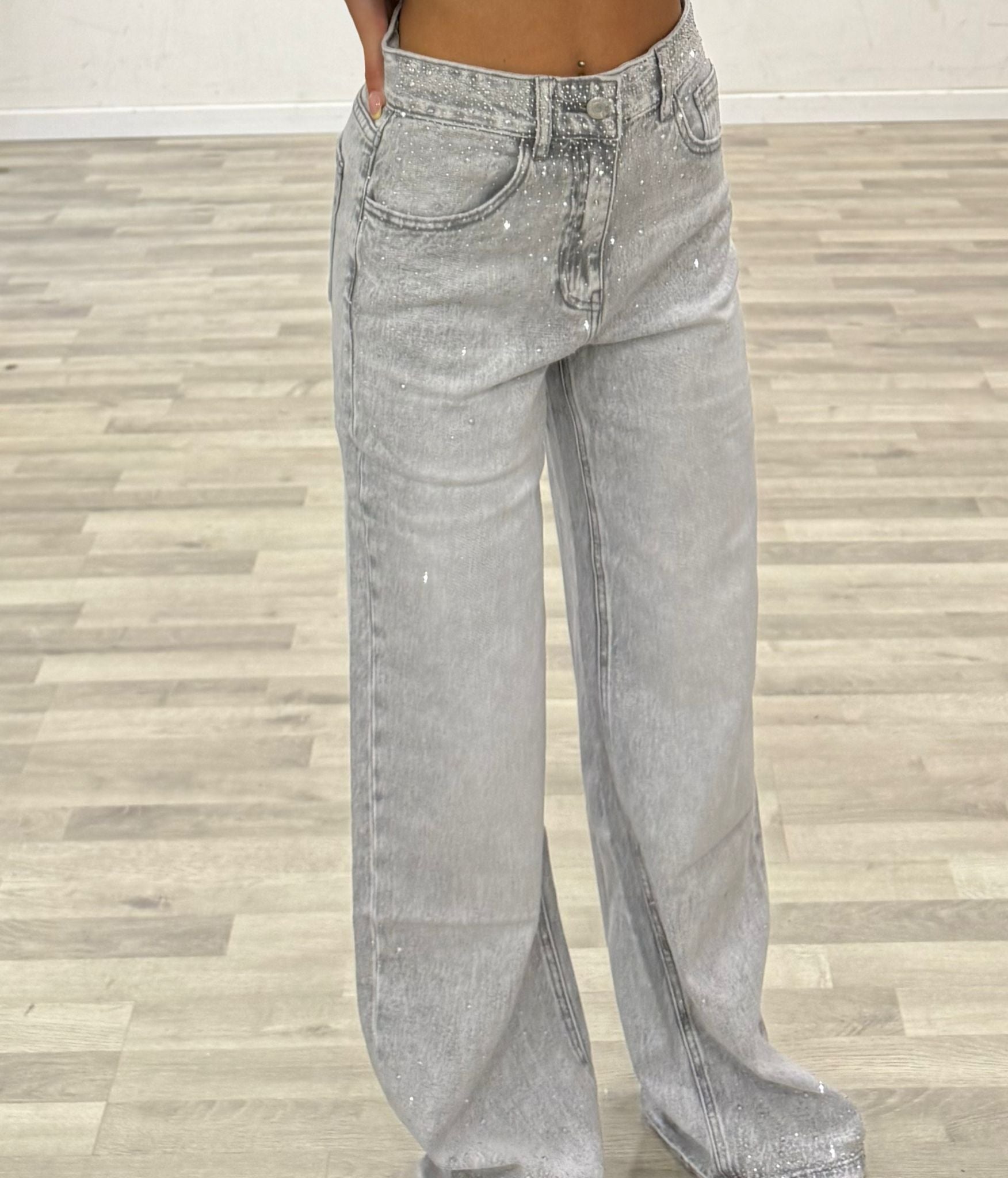 jeans grey con brillantini
