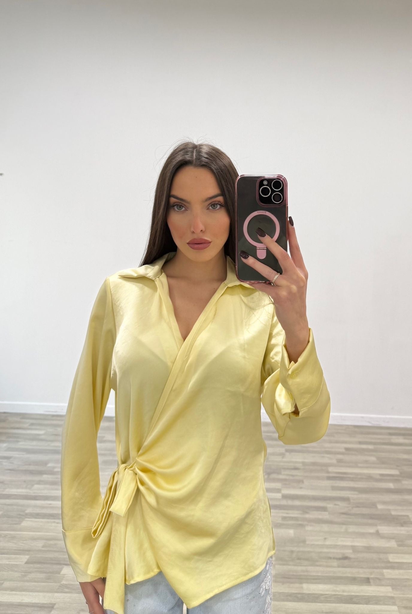 camicia incrociata di raso