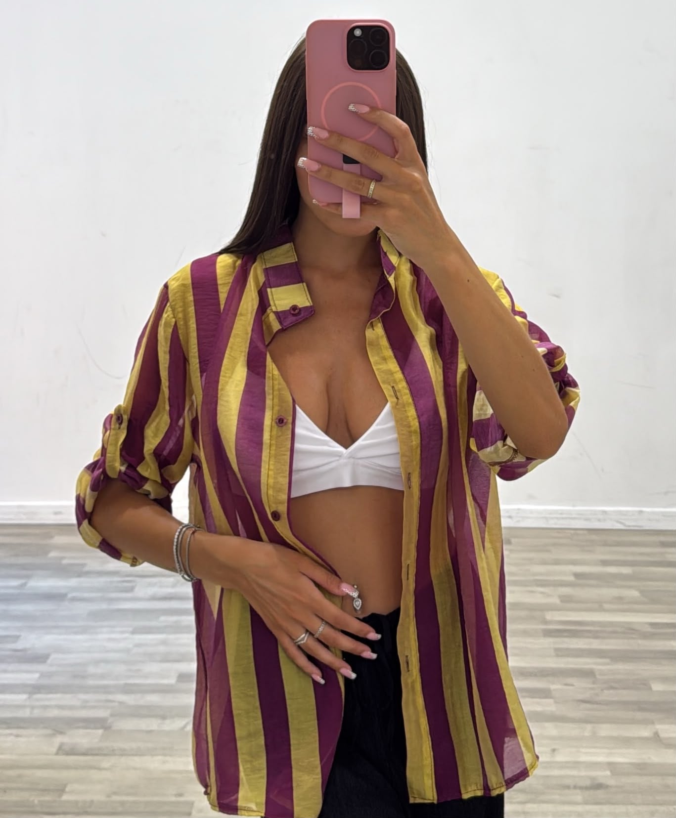 camicia coreana rigata