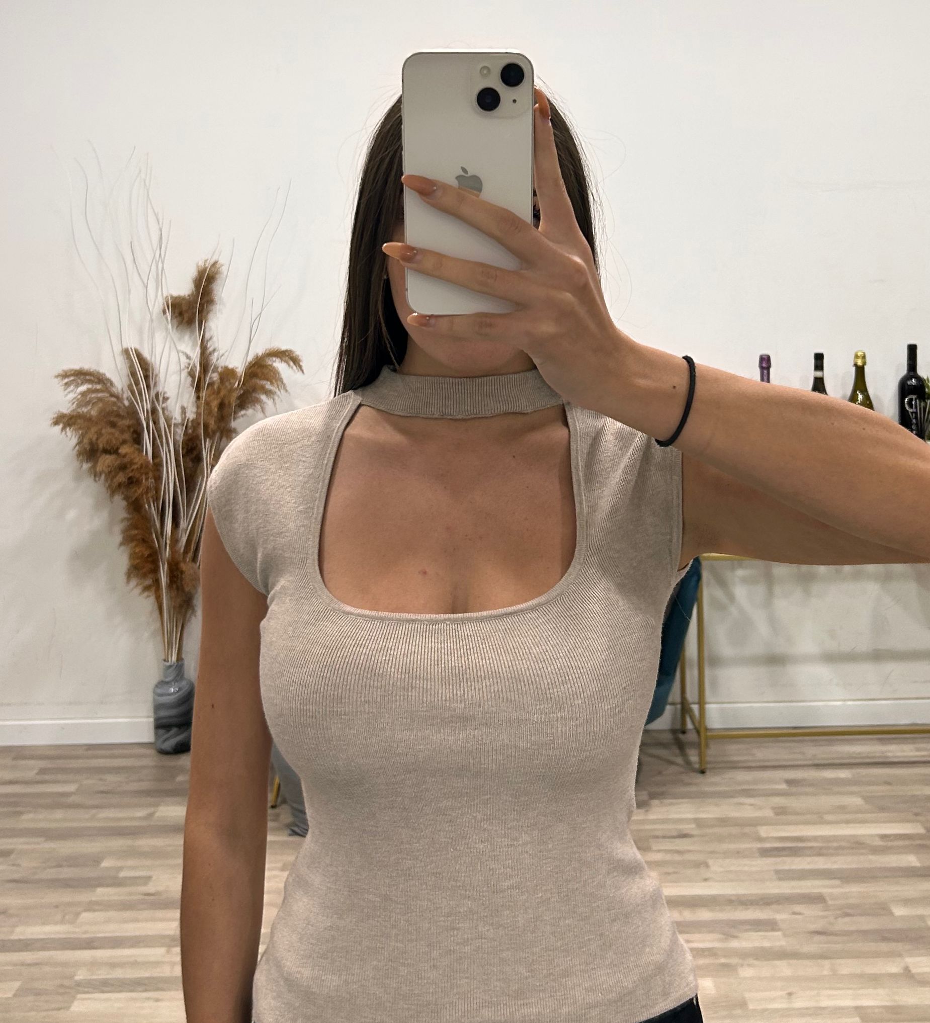 maglia con collarino giromanica