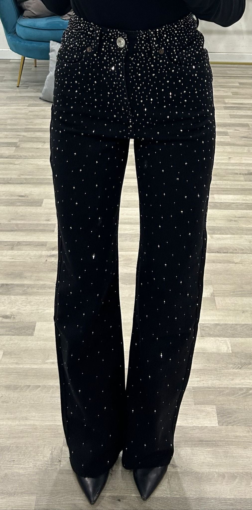jeans black con brillantini
