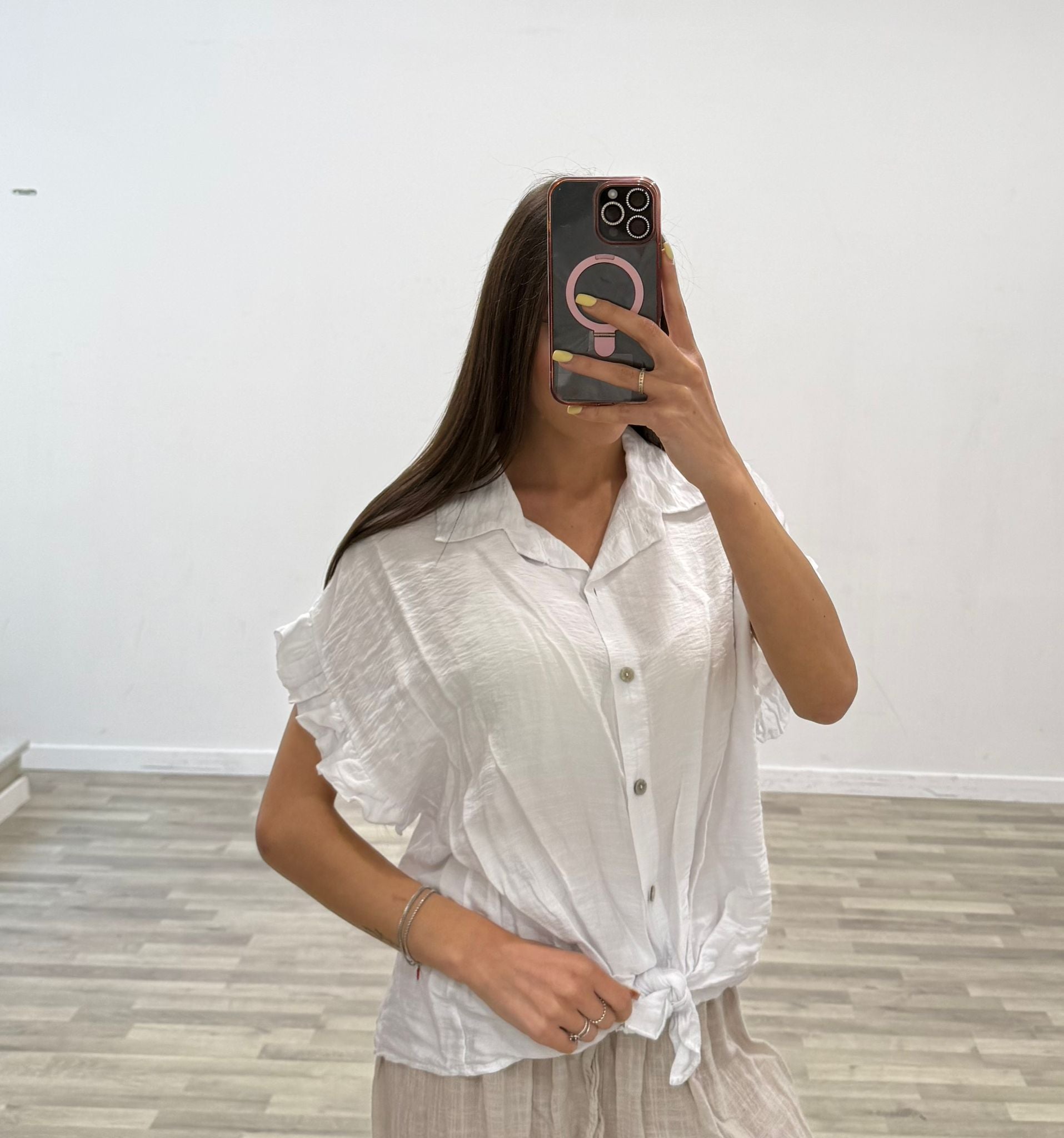 camicia lino nodo white