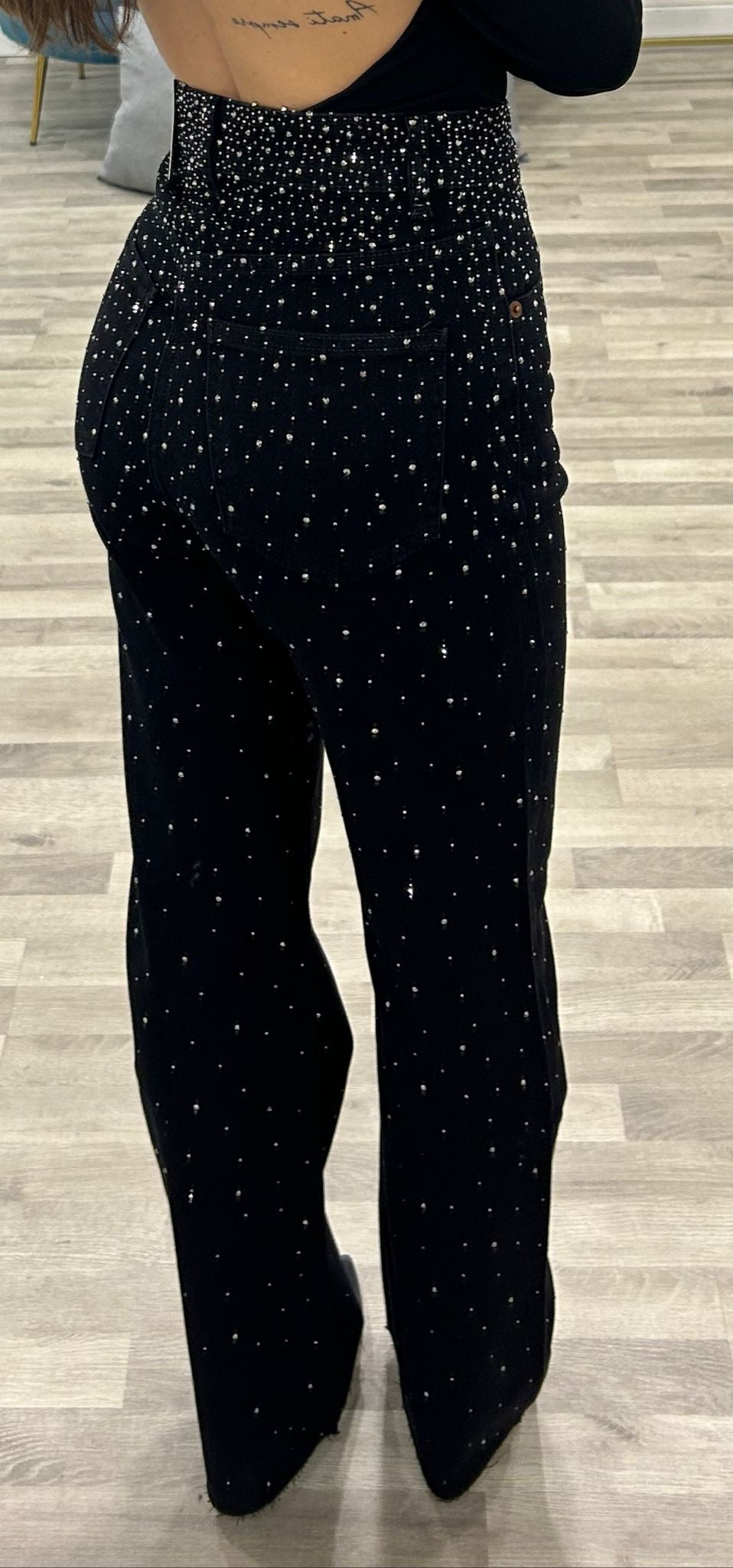 jeans black con brillantini