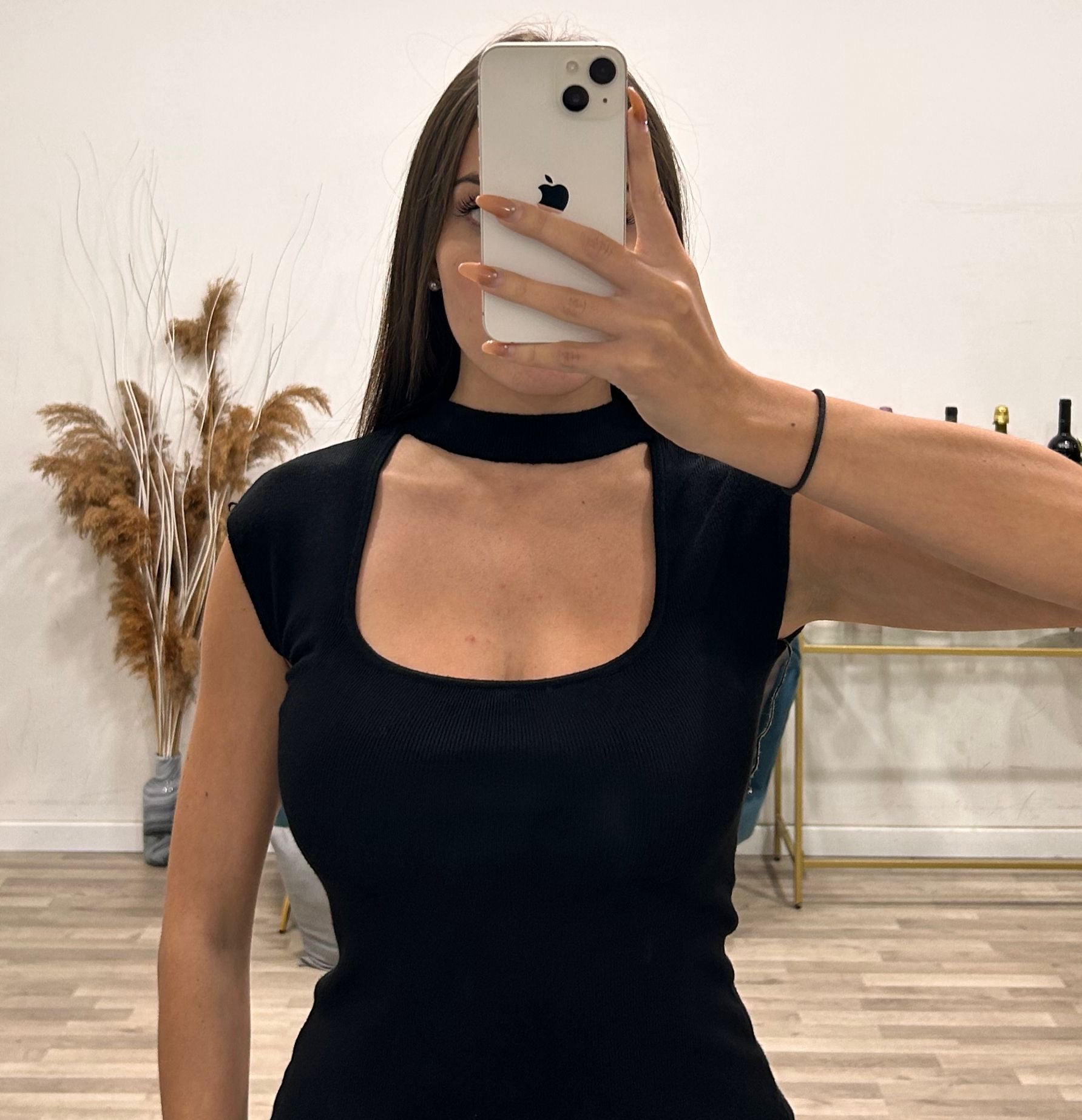 maglia con collarino giromanica