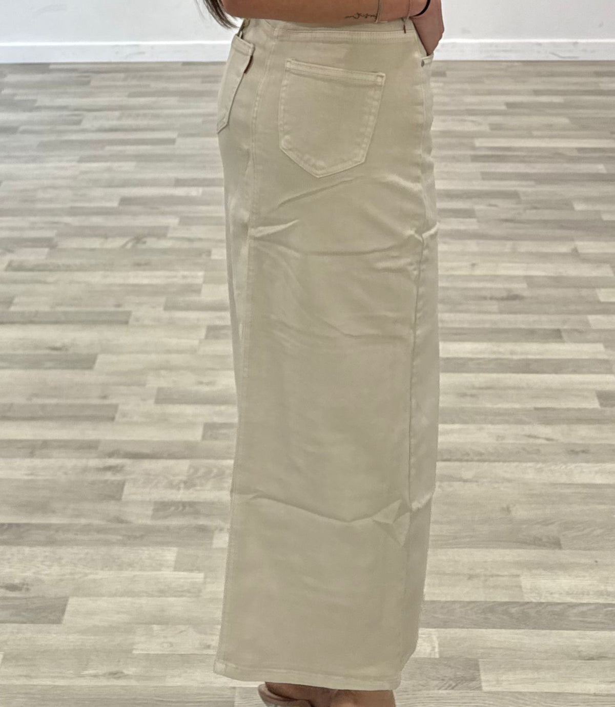 gonna di jeans lunga con spacco