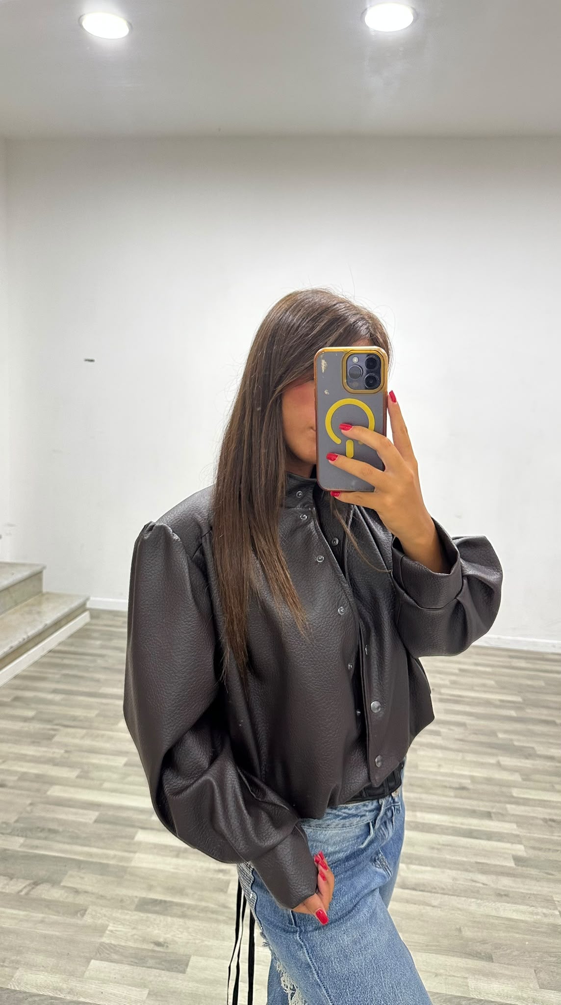 bomber in ecopelle giada