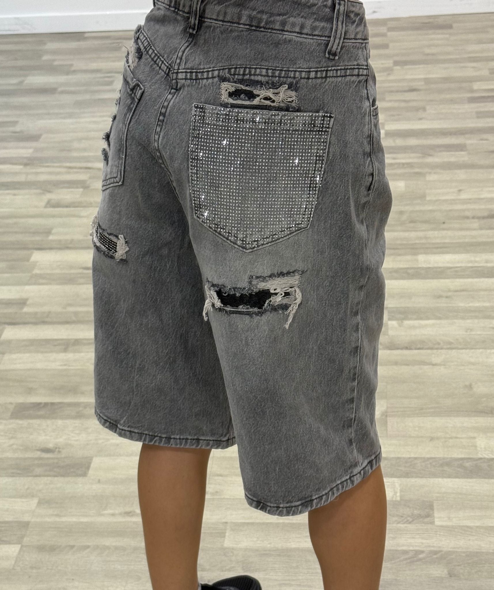 bermuda con tasca glitter grigio
