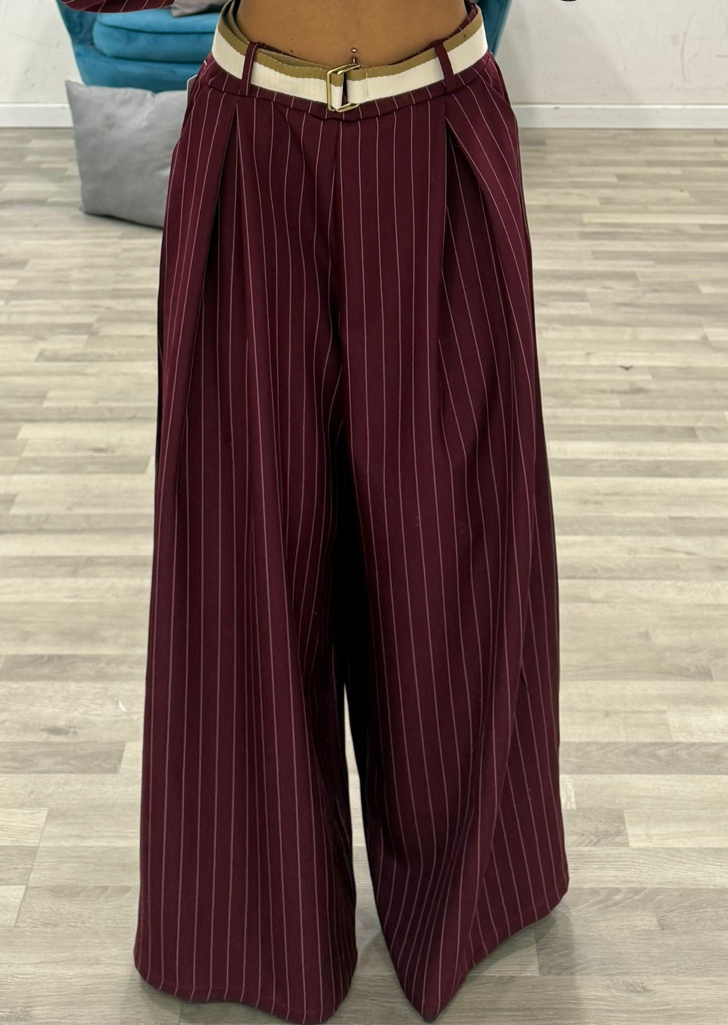 pantalone palazzo gessato