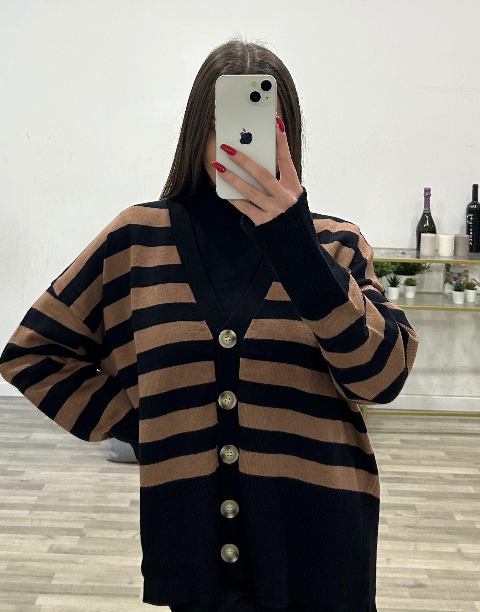 cardigan rigato apricot