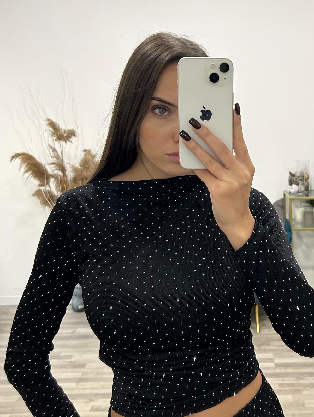 maglia trasvers con brillantini