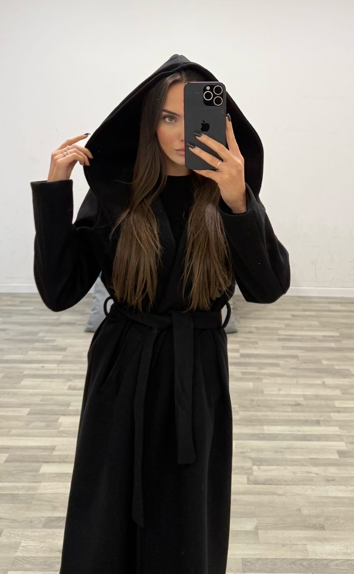 cappotto lungo con cappuccio