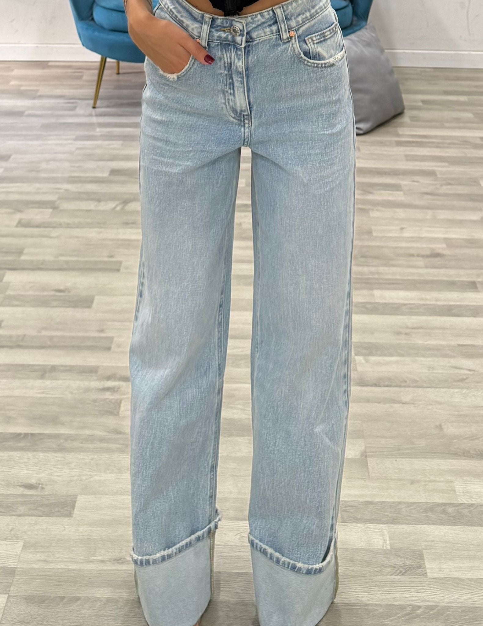 jeans con risvolto