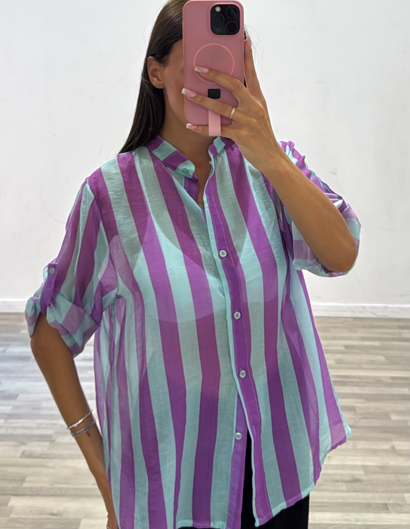 camicia coreana rigata