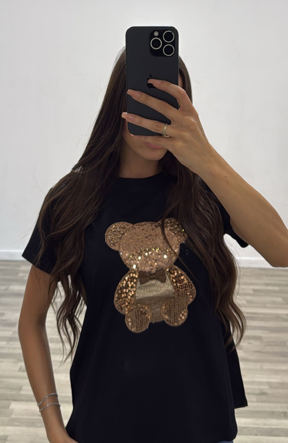 t-shirt teddy in paillettes