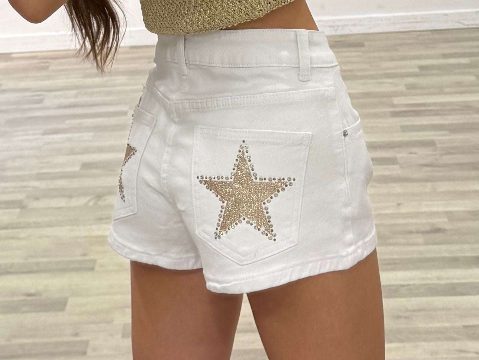 short bianco con stelline