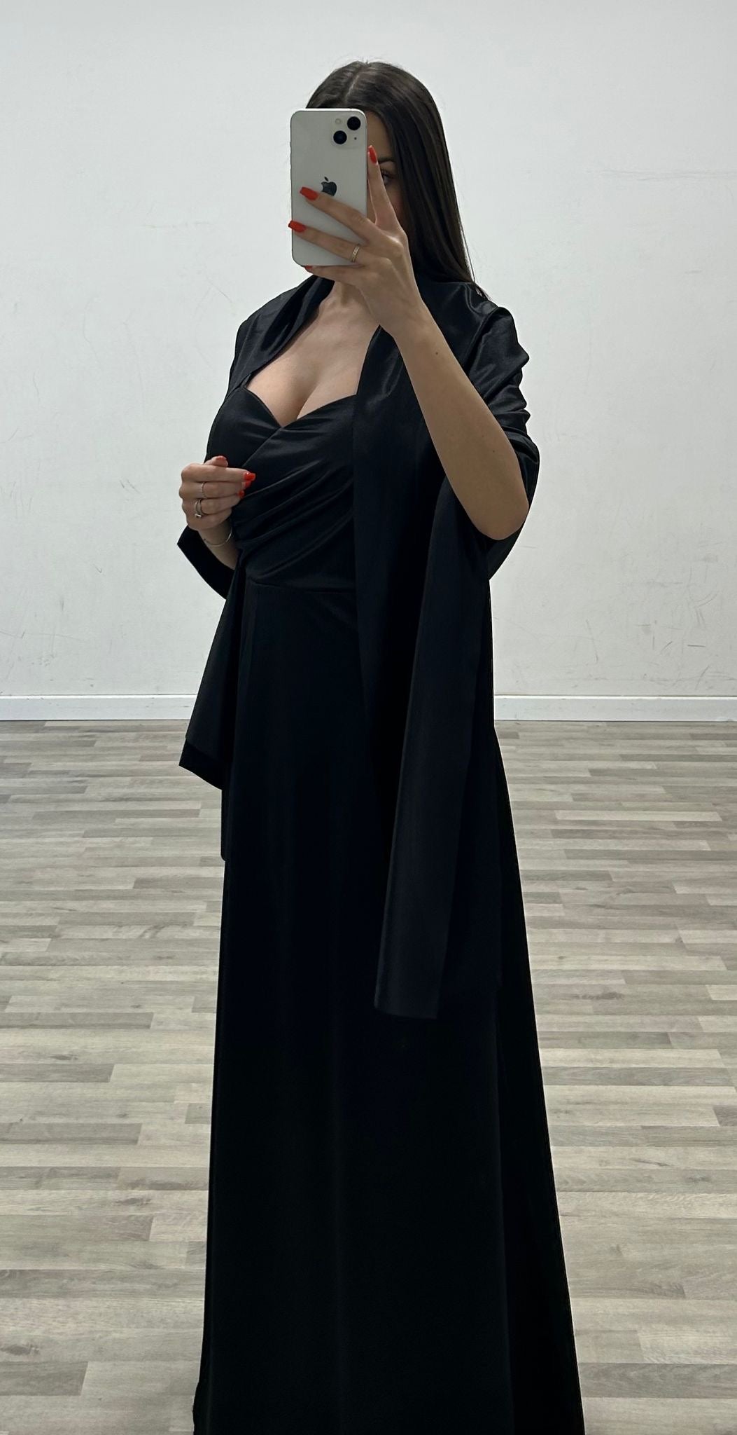 vestito con stola in raso