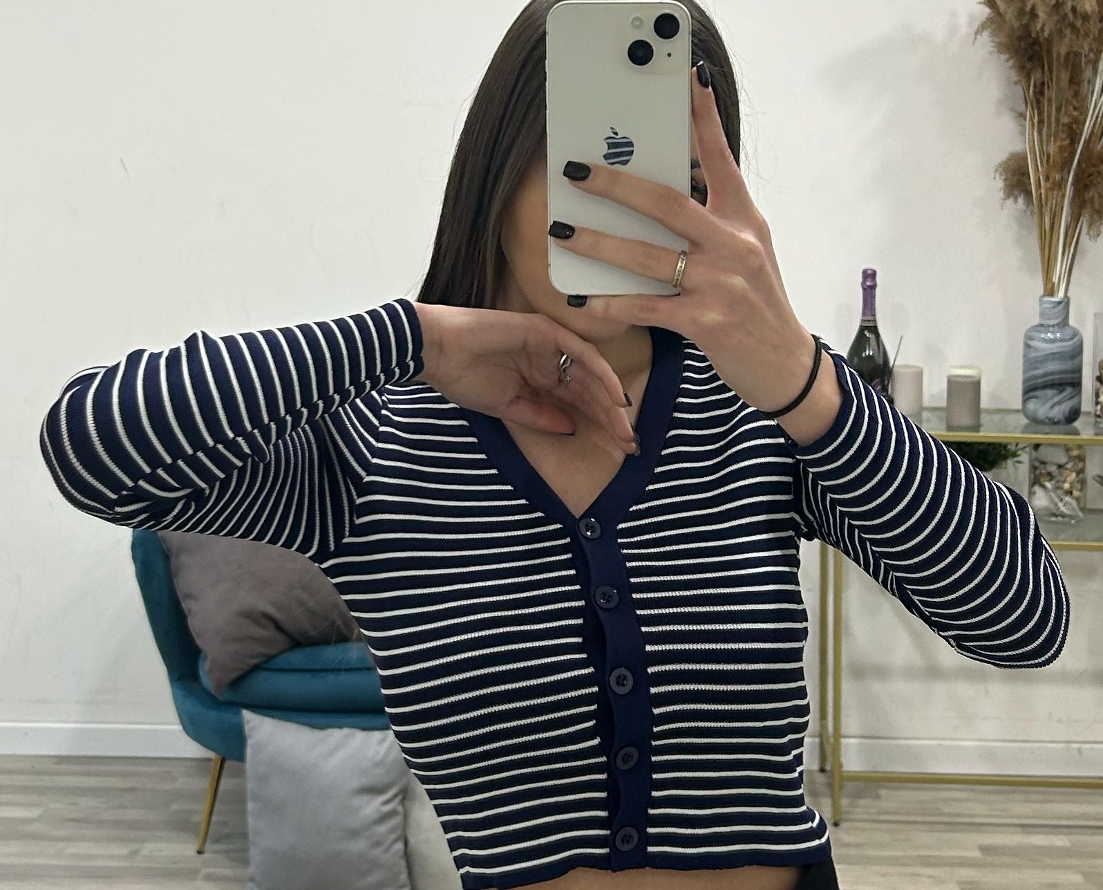 cardigan corto rigato