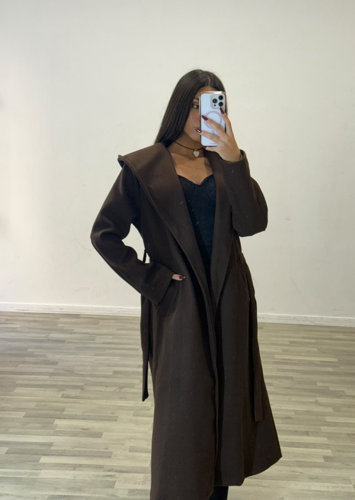 cappotto lungo con cappuccio