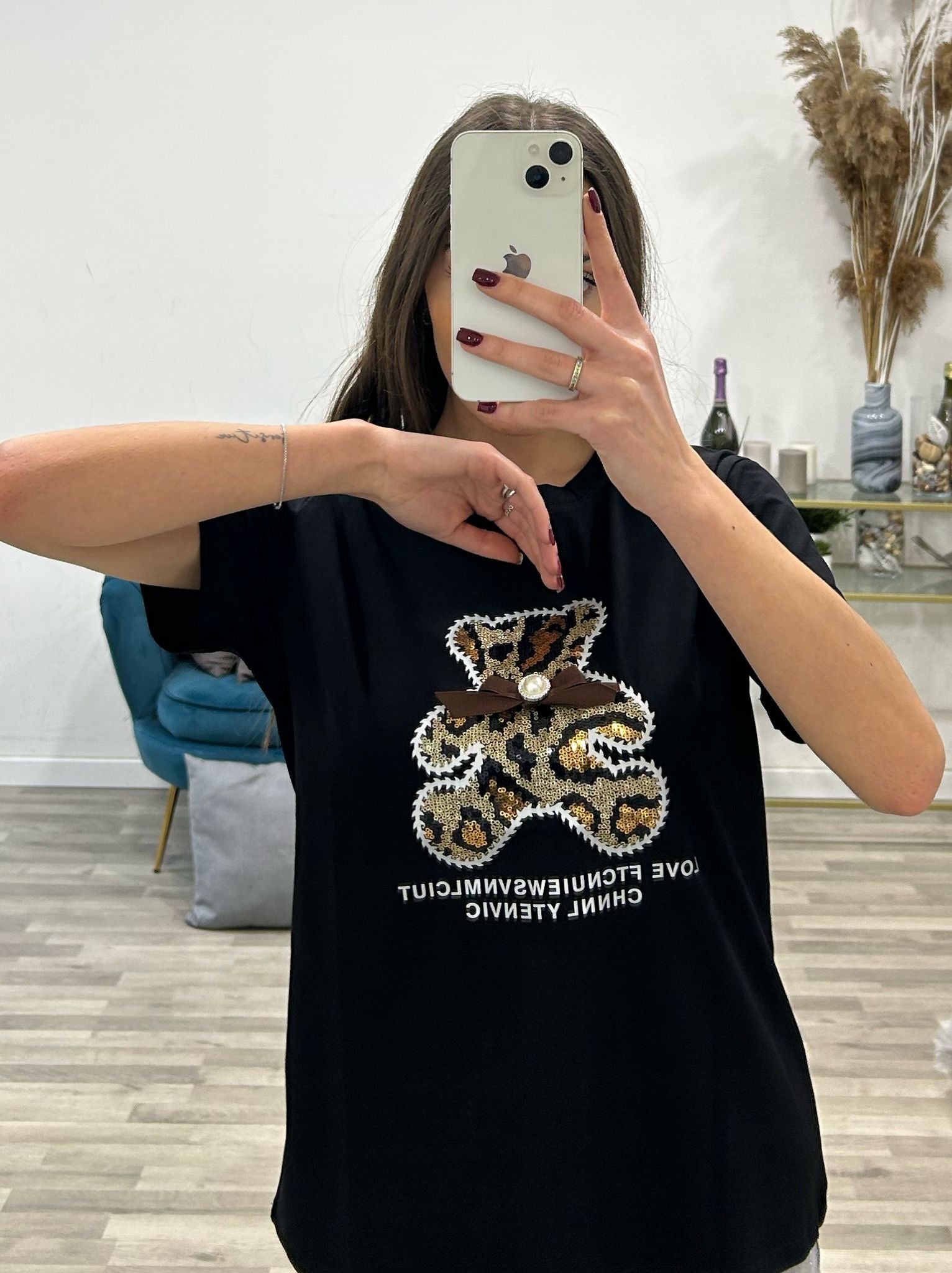 t-shirt orsacchiotto paillettes