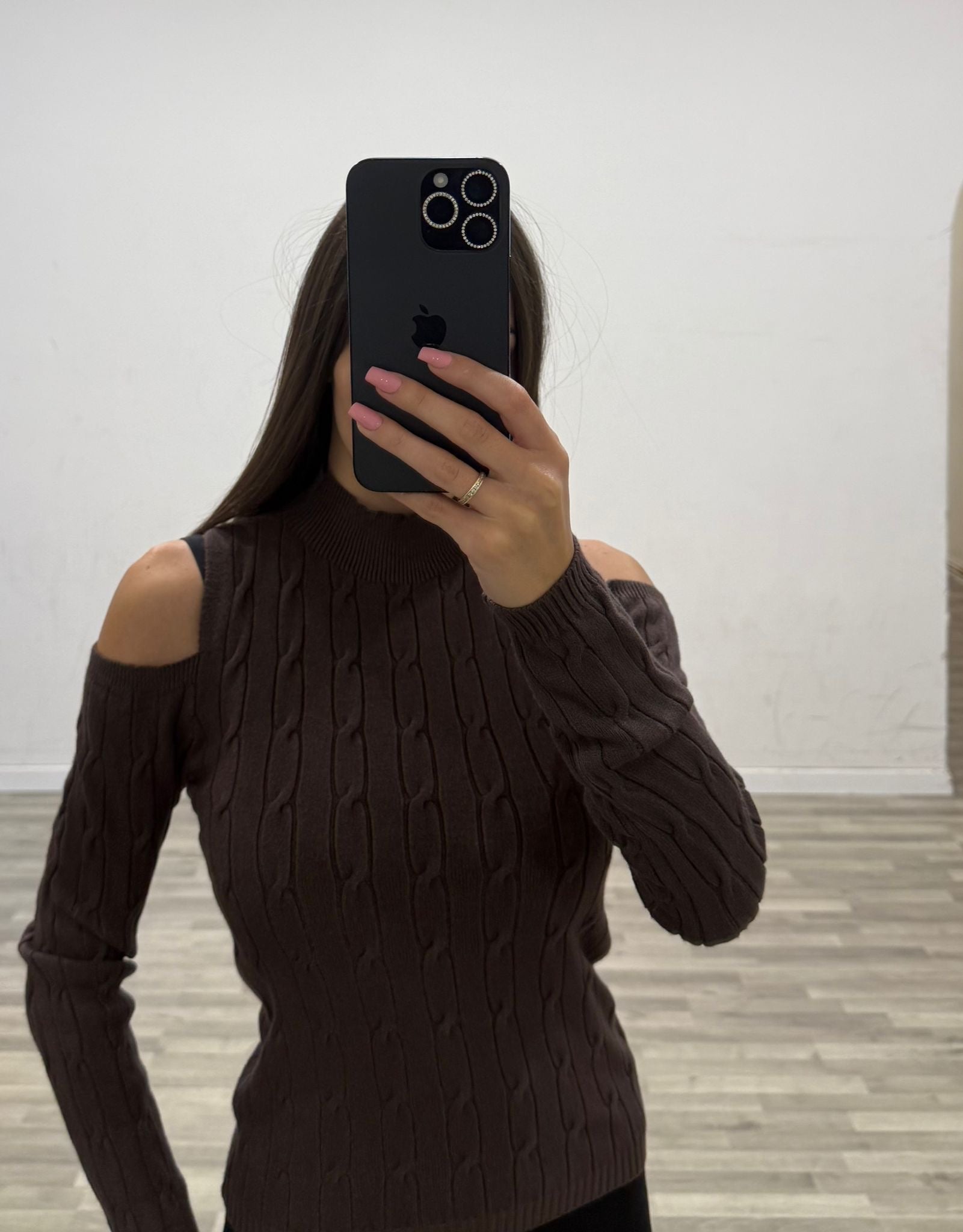 lupetto treccia con spacchi alle spalle
