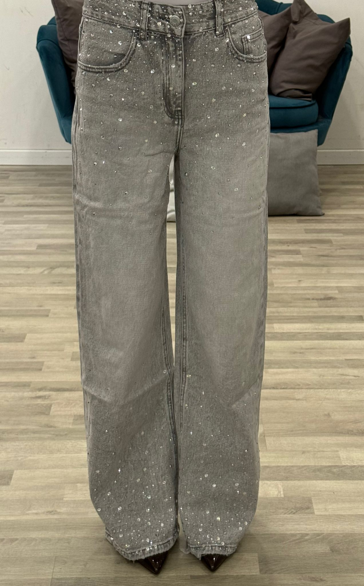 jeans grey con brillantini