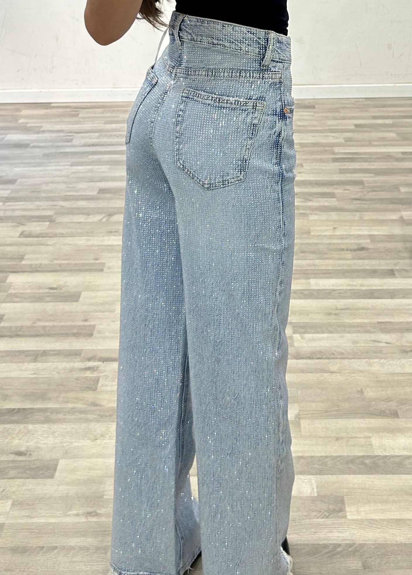 jeans chiaro super strass