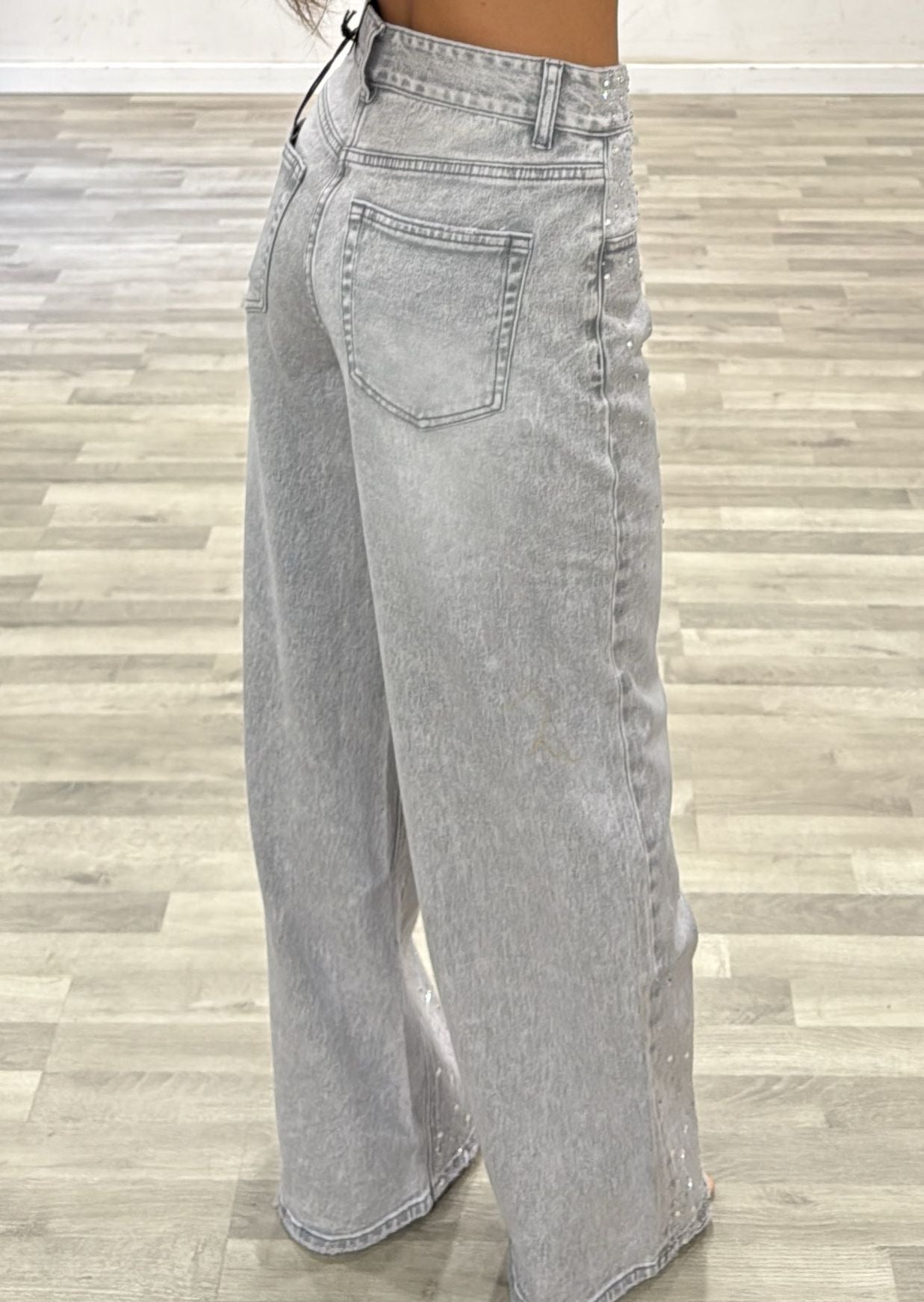 jeans grey con brillantini