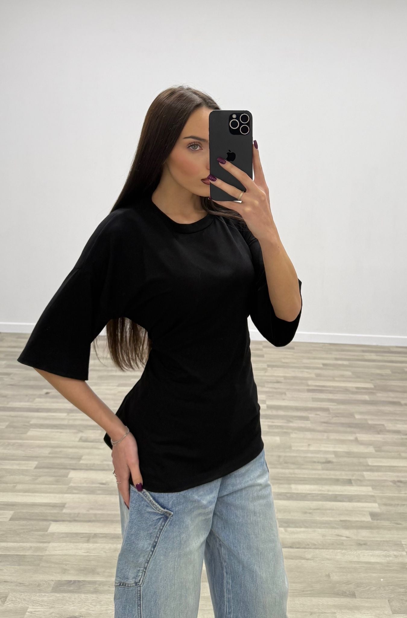 t-shirt semplice con lacci dietro