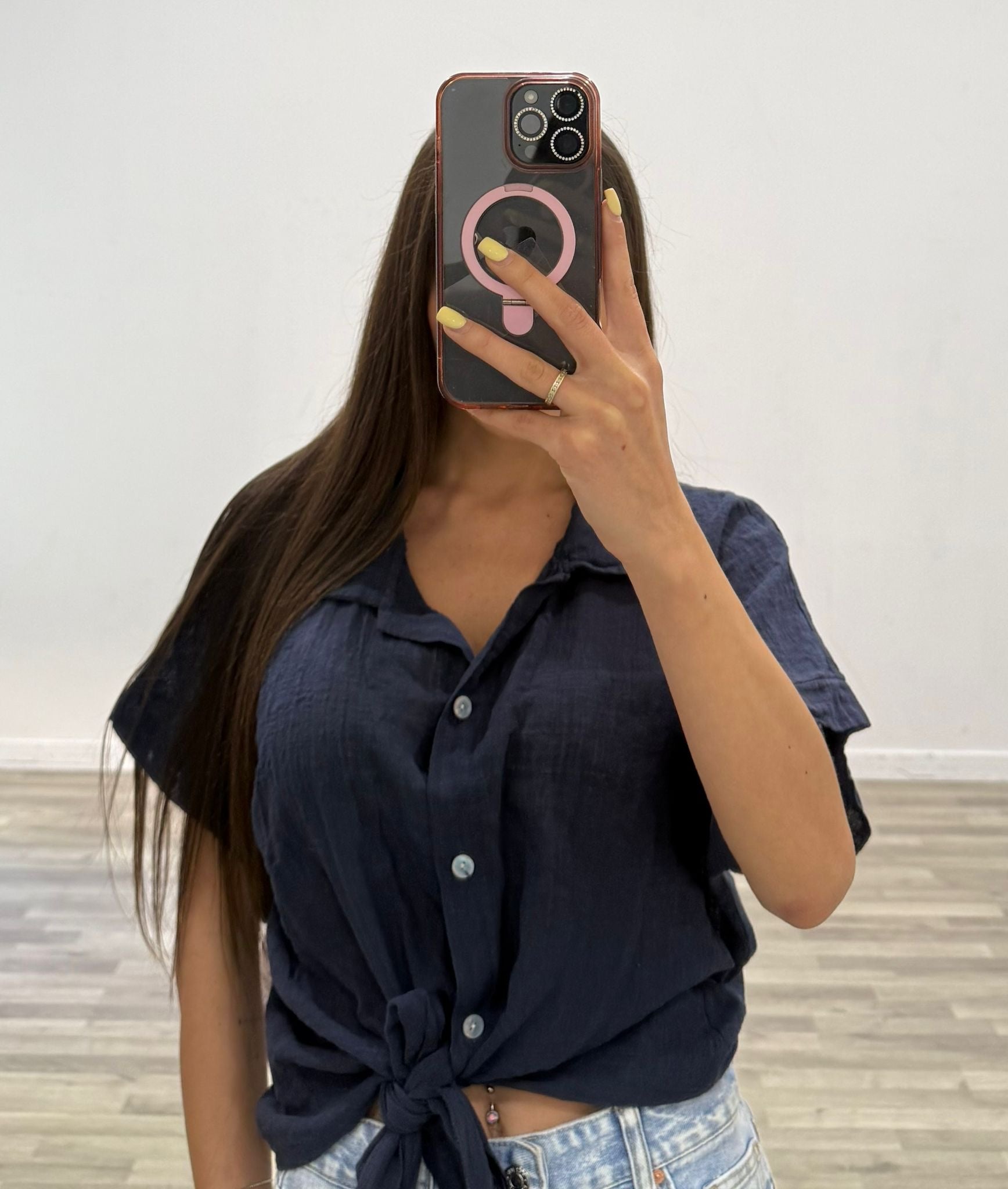 camicia lino con nodo all colours