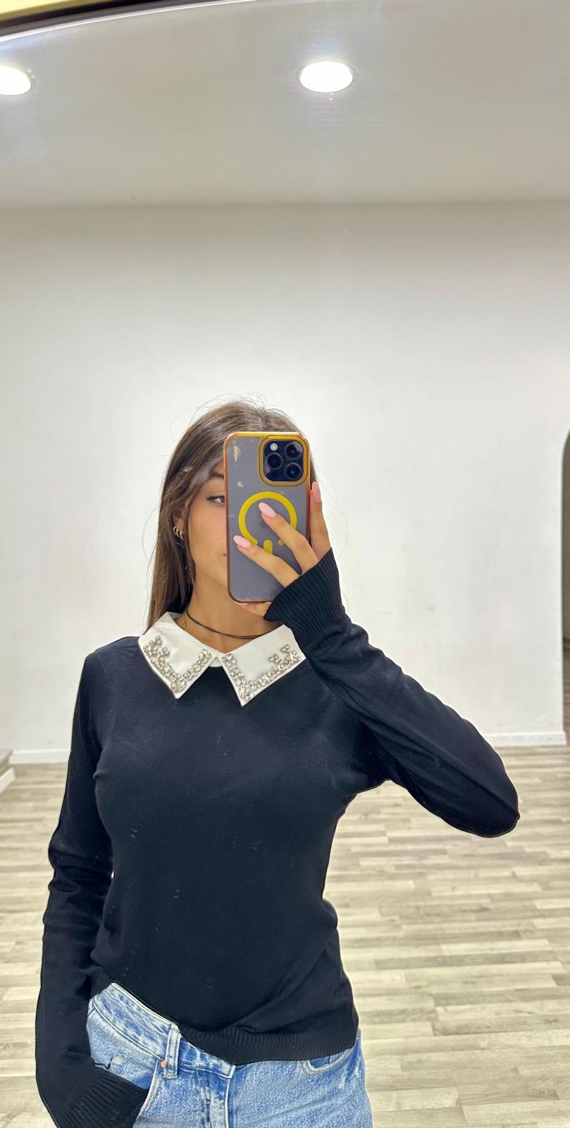 maglia con camicia e swarosky