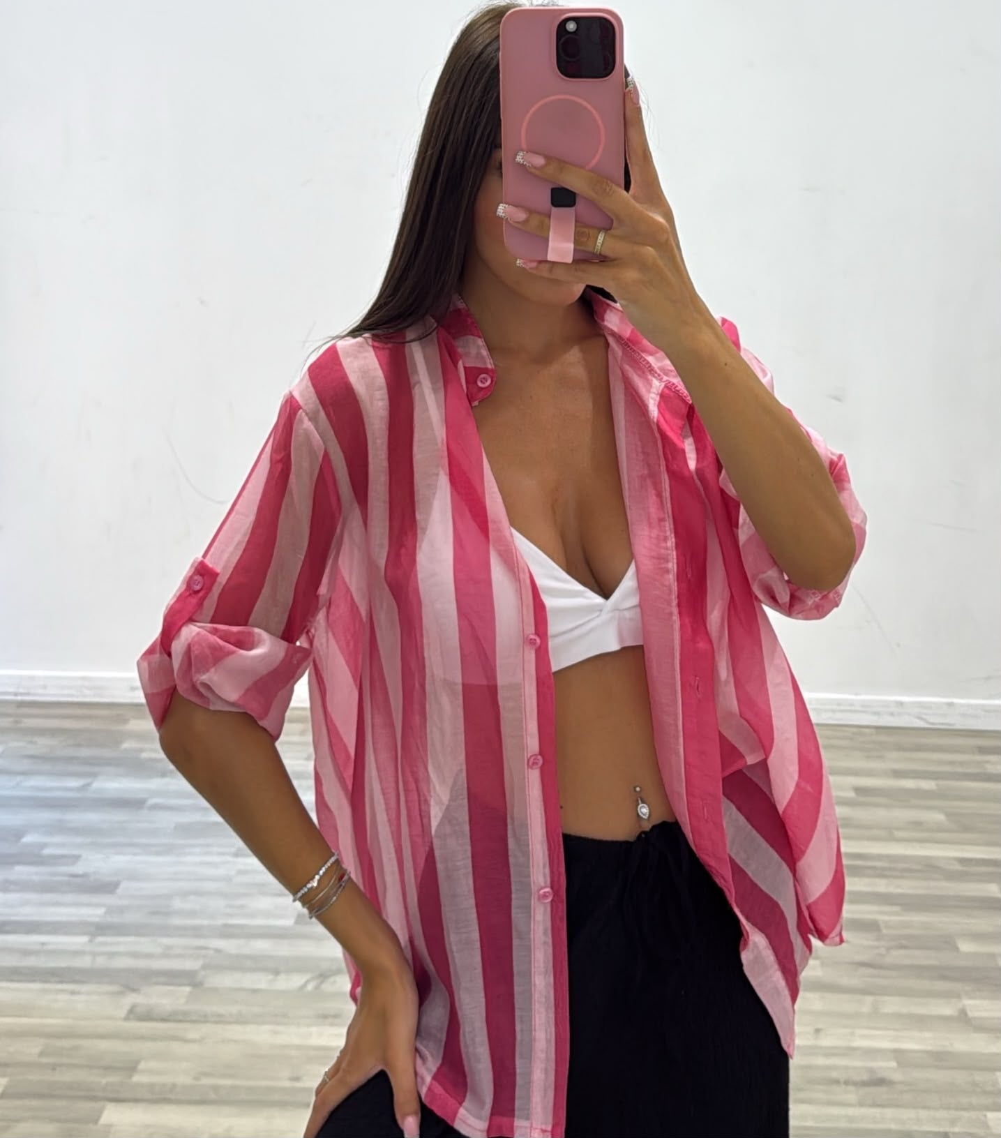 camicia coreana rigata