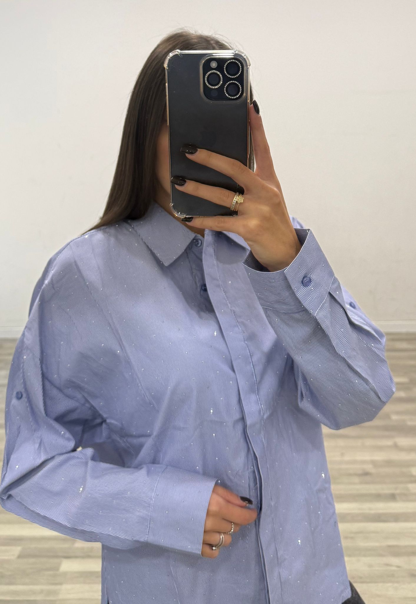 camicia righine con brillantini extra me