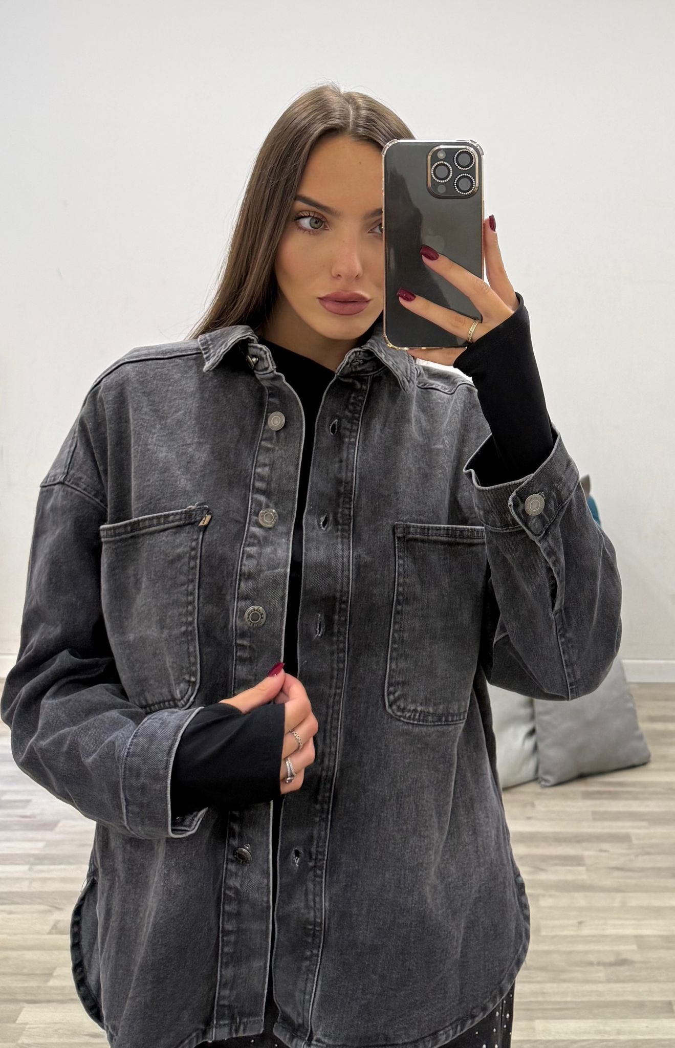 camicia di jeans grey