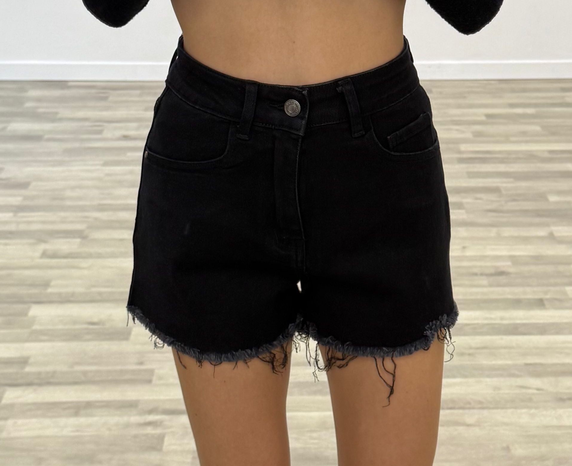 short nero tasca strass