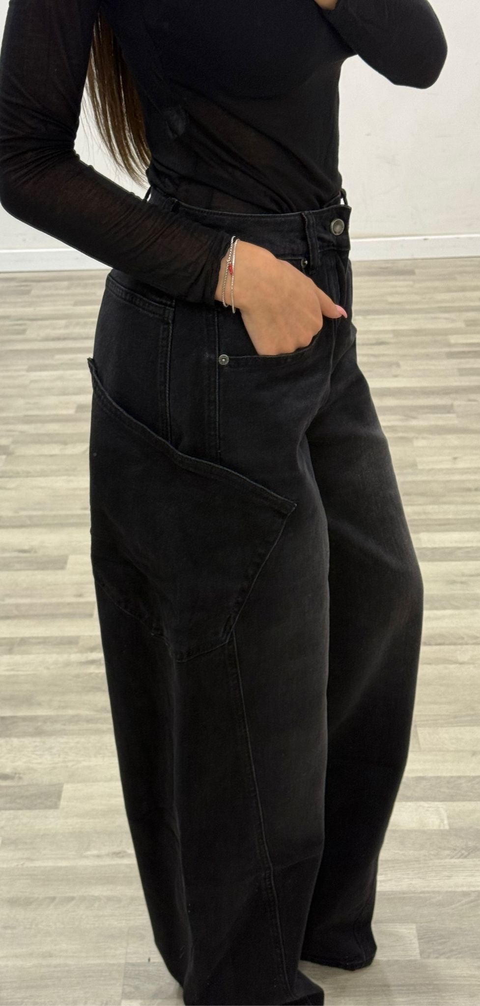 jeans con tasche laterali grigio