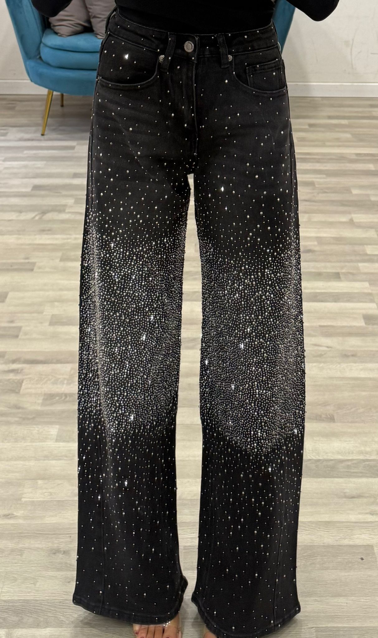 jeans black con brillantini
