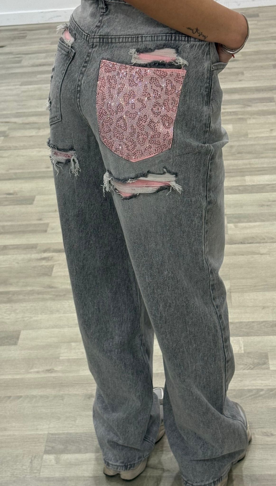 jeans grey new tasca rosa