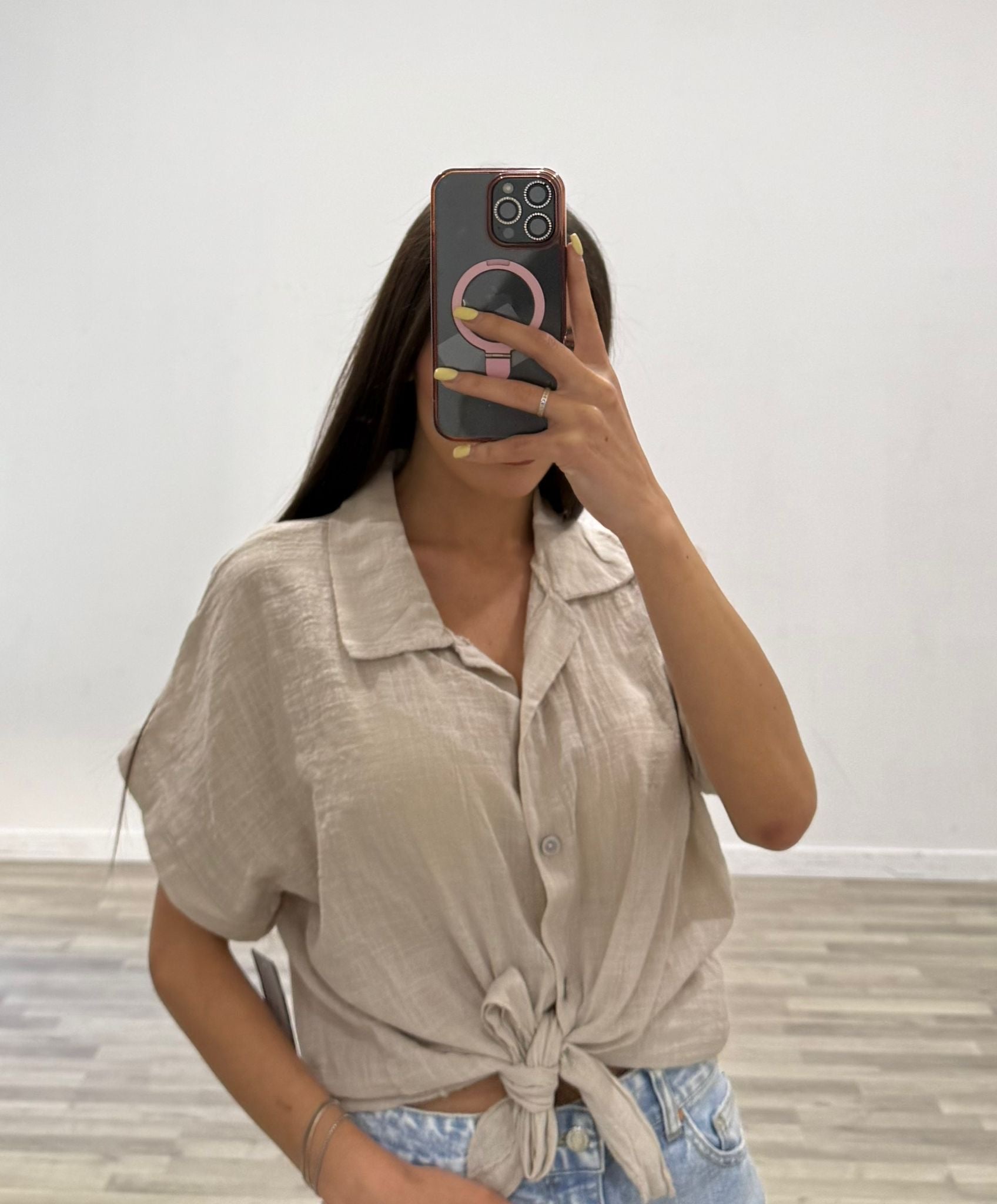 camicia lino con nodo all colours