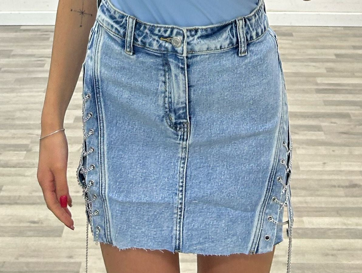 gonna jeans chiara lacci laterali