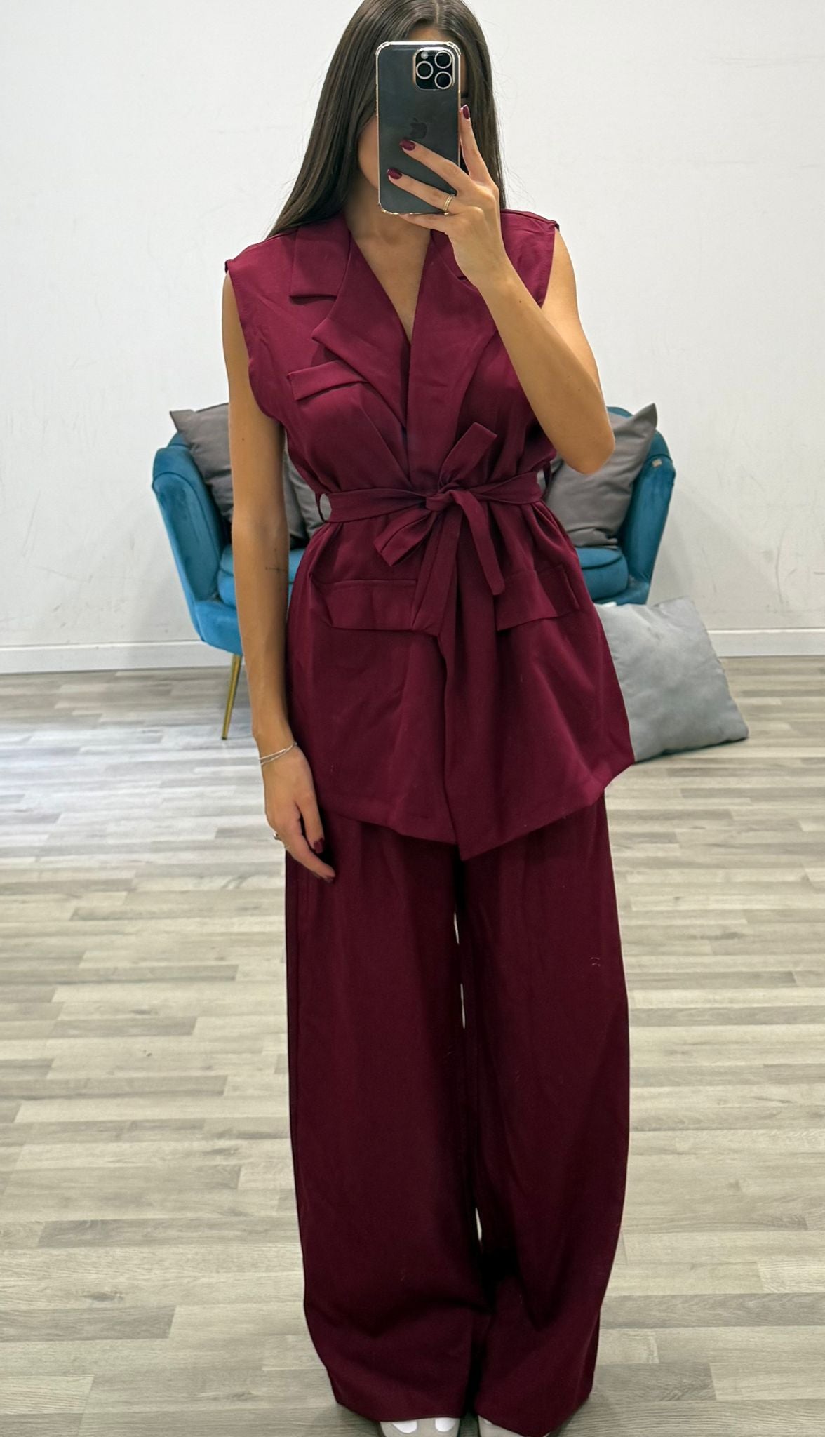 completo giacca smanicata con pantalone