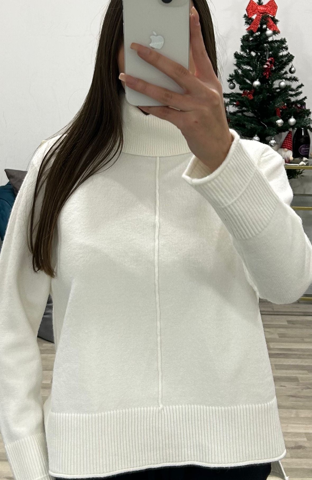 maglia collo alto perla