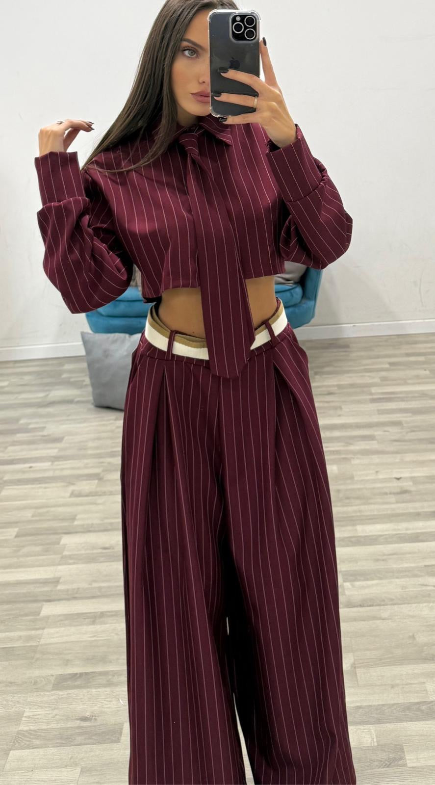 pantalone palazzo gessato